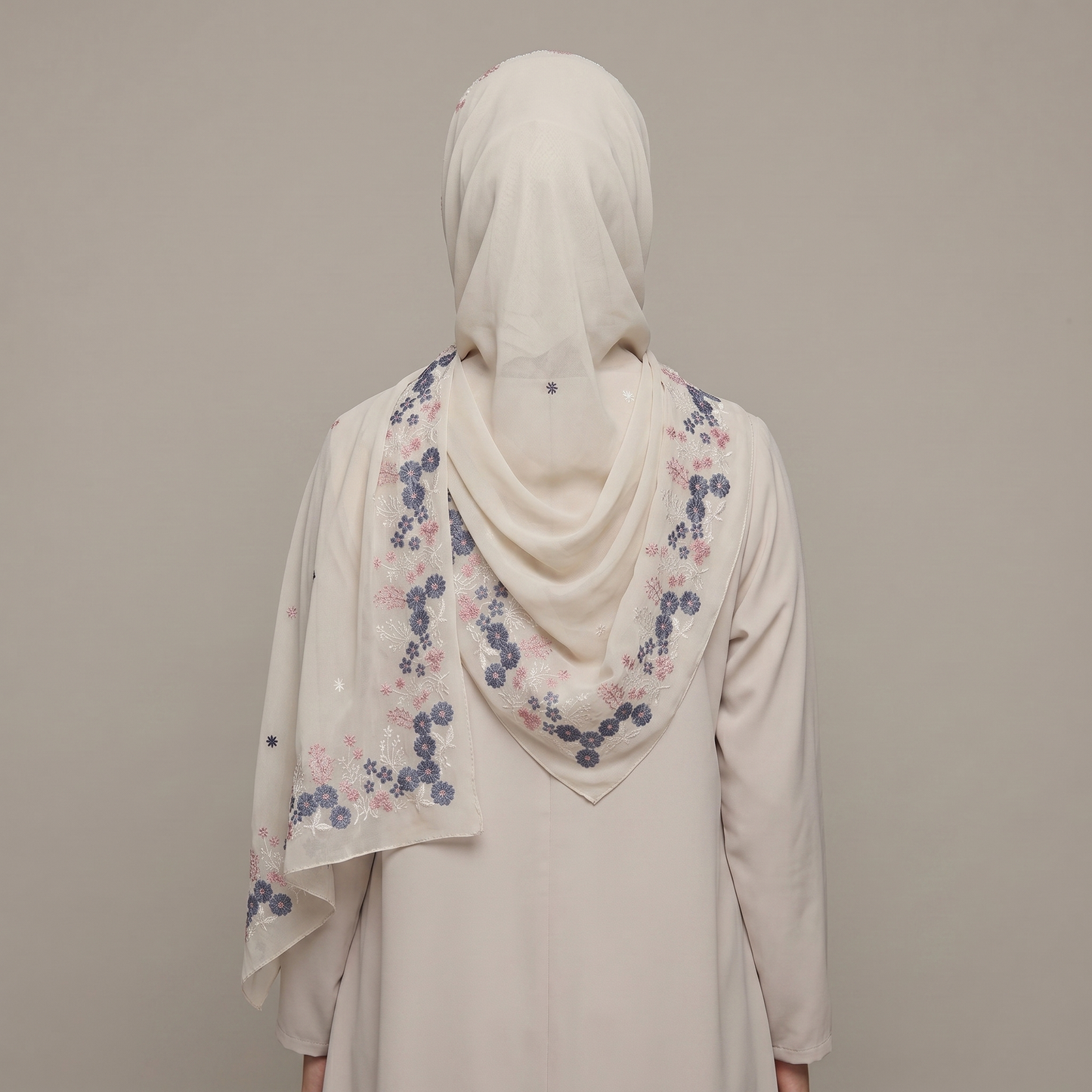 Ivory Blossom Voile Hijab