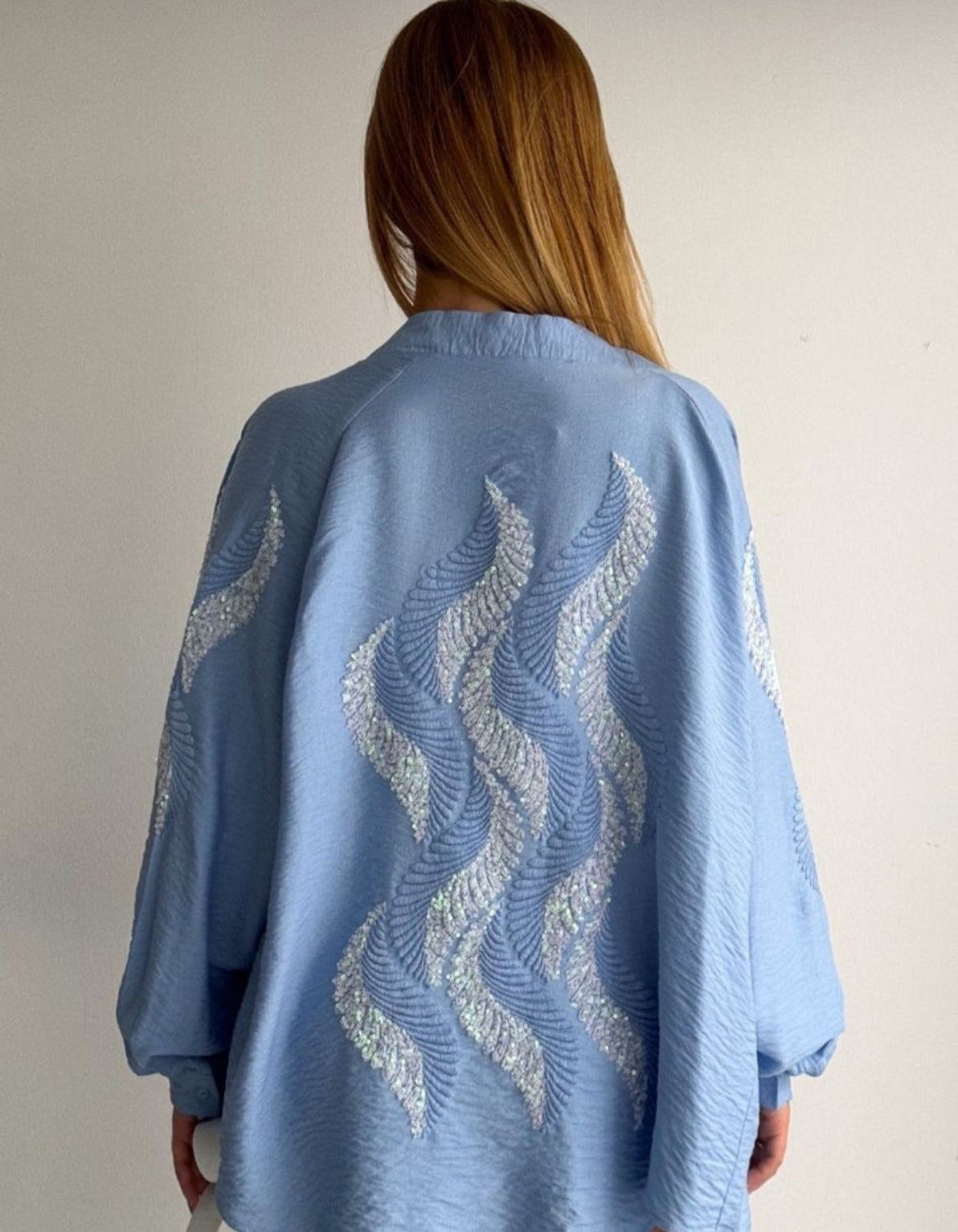 Blue Embroidered Kimono