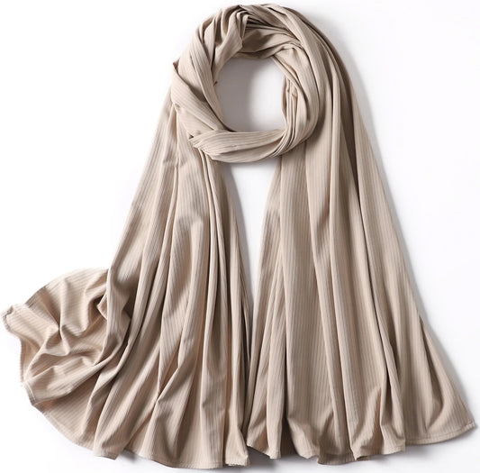 Beige Ribbed Jersey Hijab