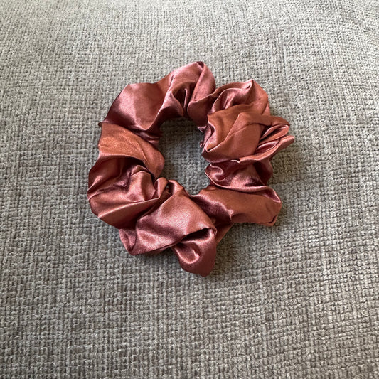 Metallic Pink Satin Scrunchie