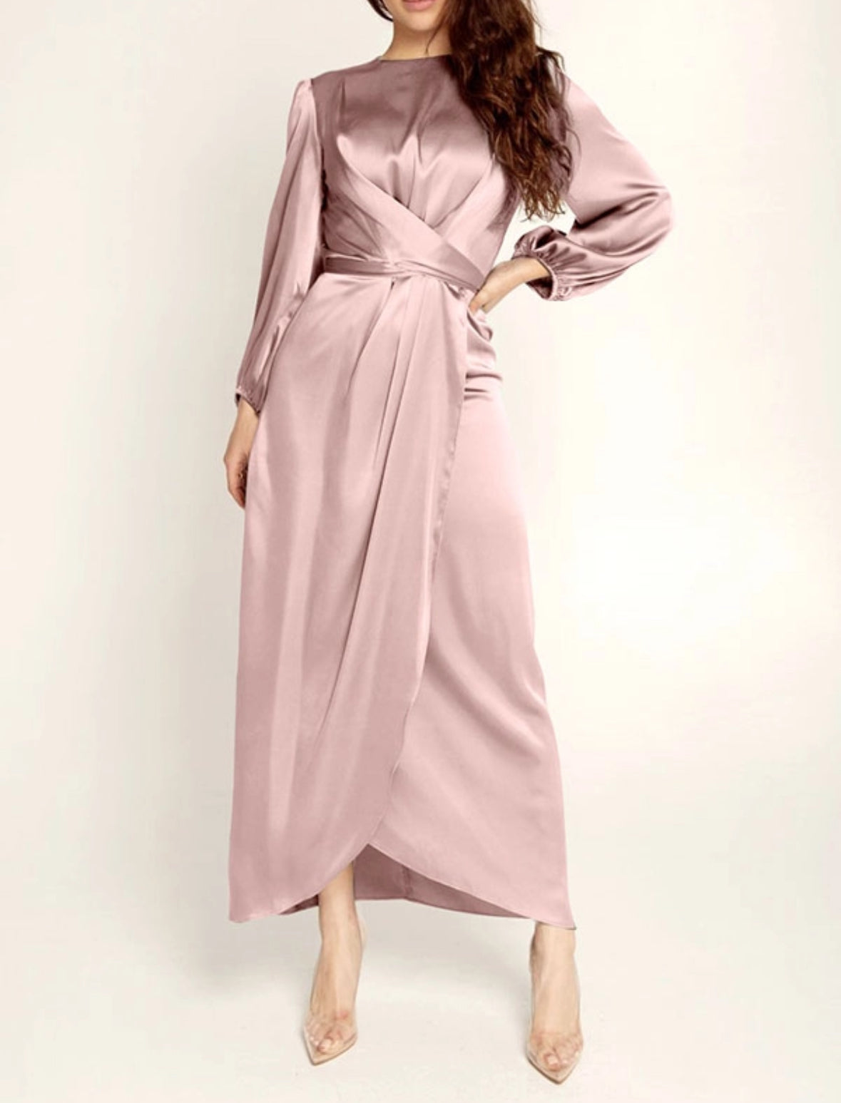 Alia Satin Dress - Pink