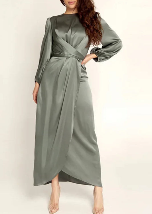 Alia Satin Dress - Green