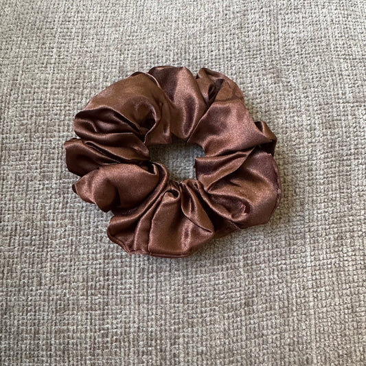 Brown Satin Scrunchie