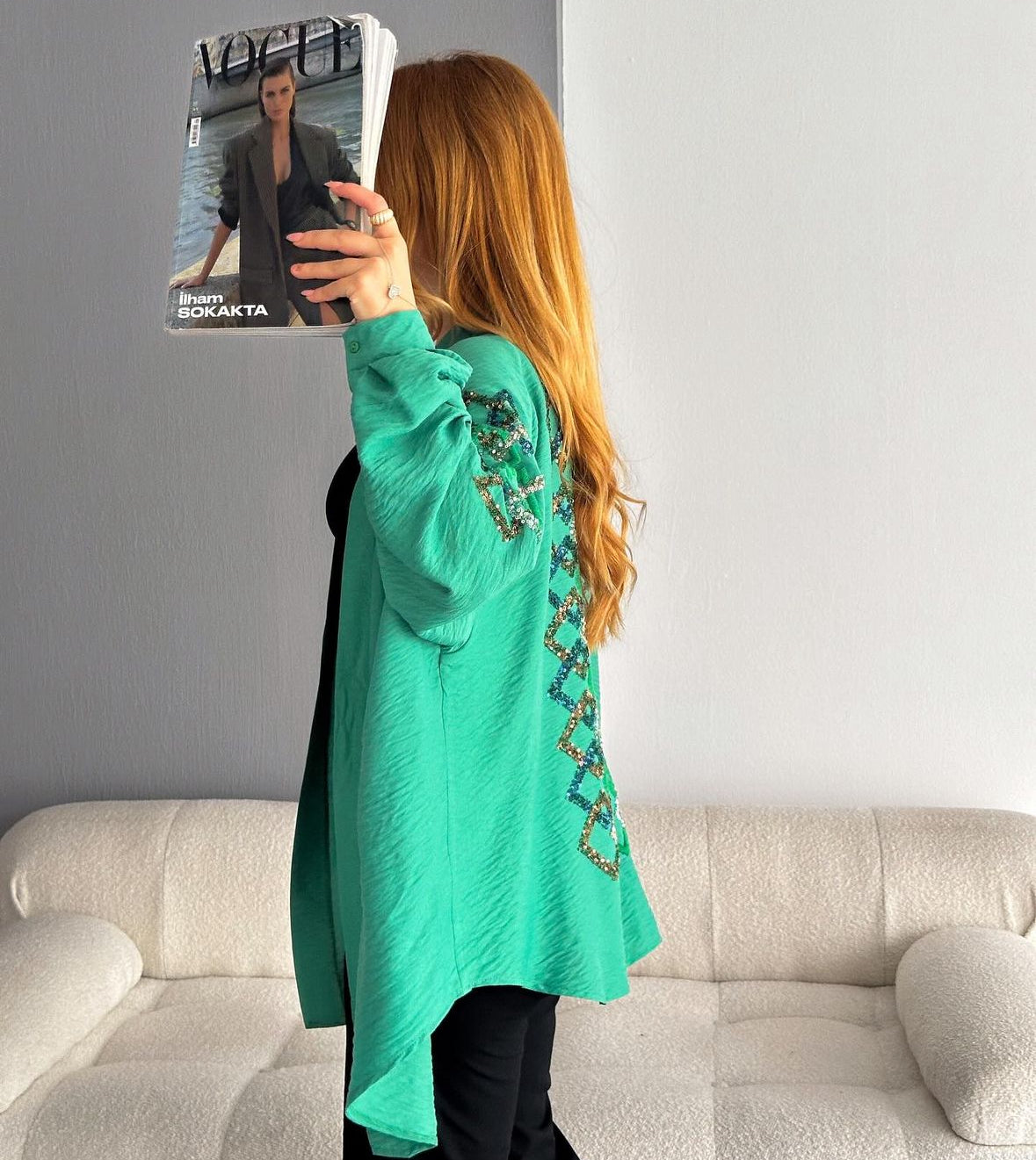 Green Embroidered Kimono