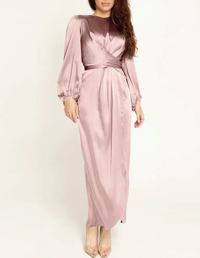 Alia Satin Dress - Pink