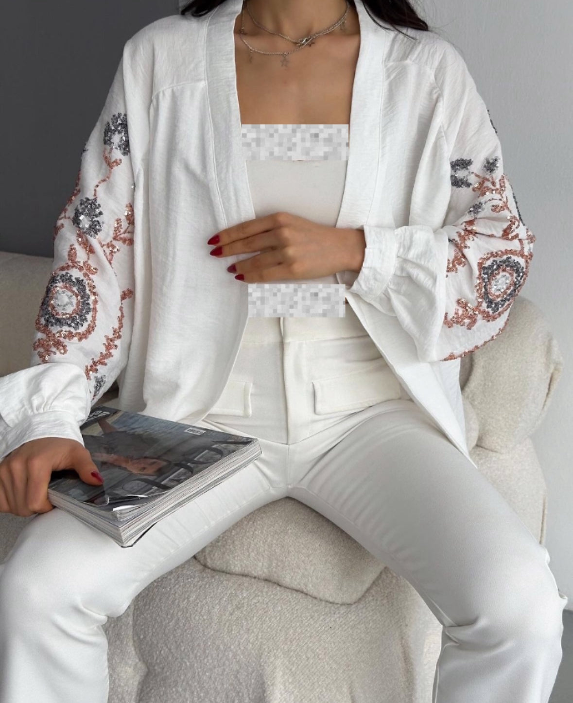 White Embroidered Kimono