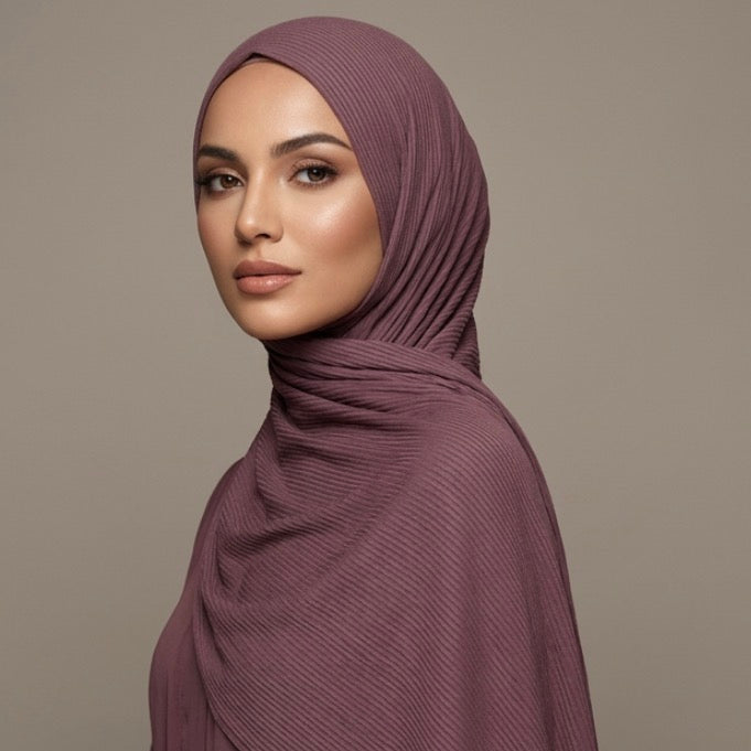Plum Ribbed Jersey Hijab