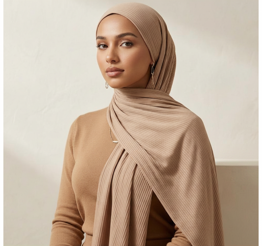 Mocha Ribbed Jersey Hijab