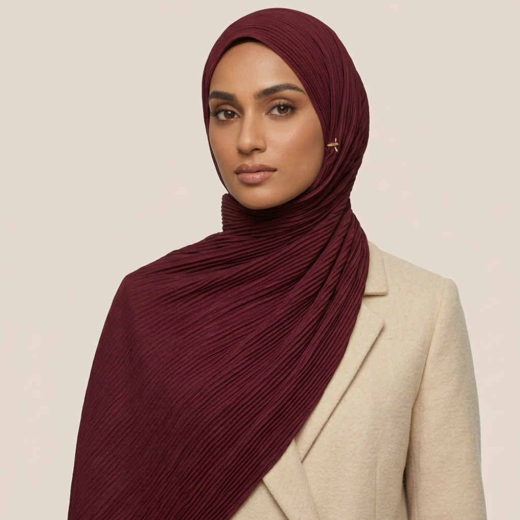 Maroon Ribbed Jersey Hijab