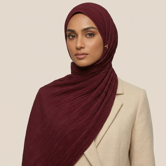 Maroon Ribbed Jersey Hijab
