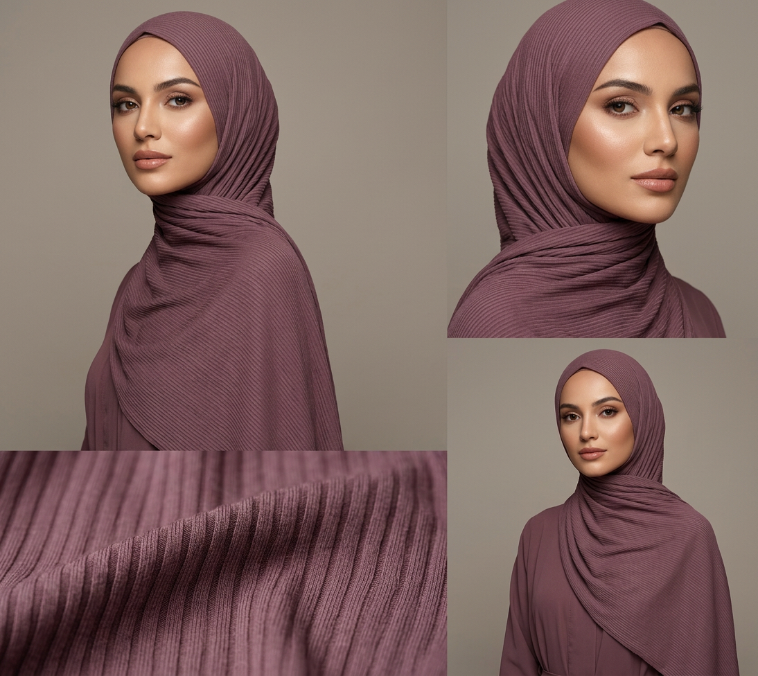 Plum Ribbed Jersey Hijab