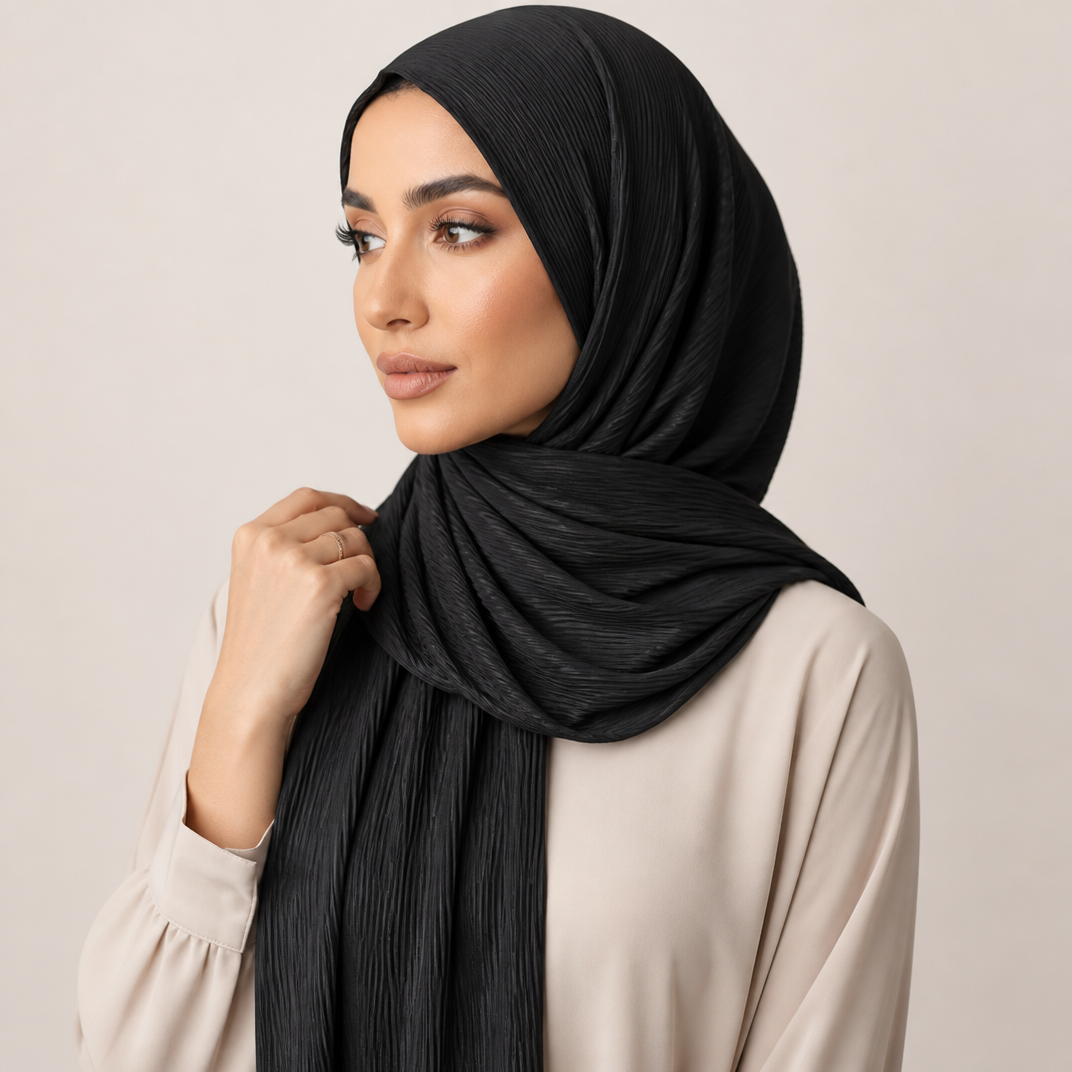 Black Ribbed Jersey Hijab