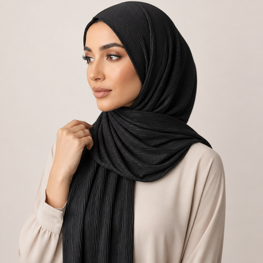 Black Ribbed Jersey Hijab