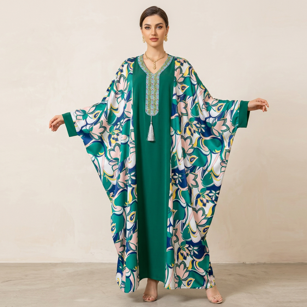 Green Butterfly Abaya - Free Size