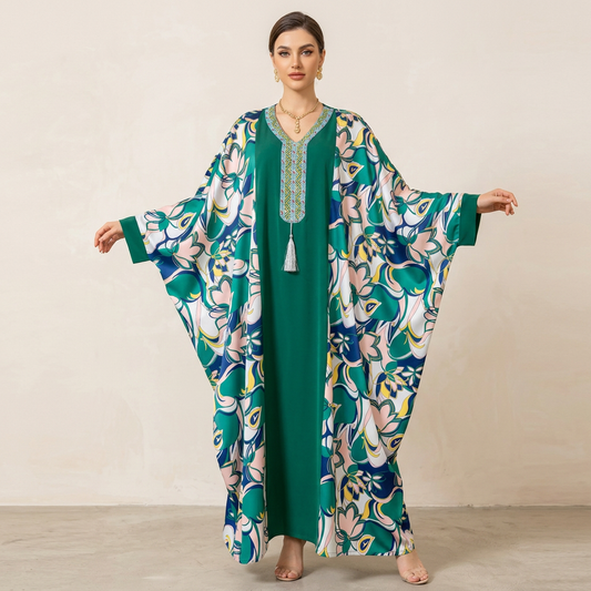 Green Butterfly Abaya - Free Size