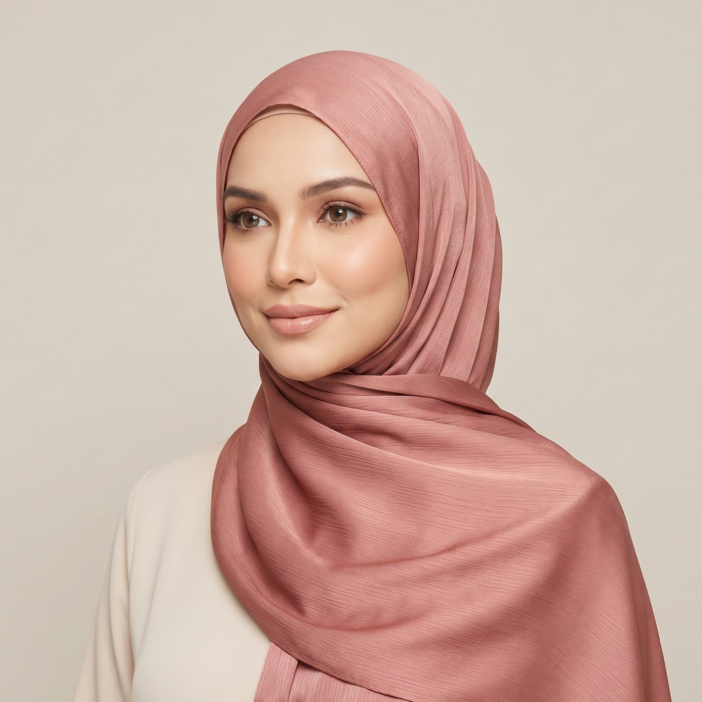 Crepe Satin Hijab - Dark Peach