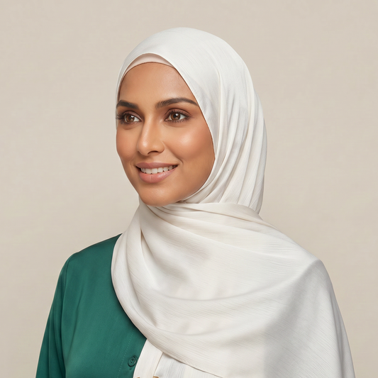 Crepe Satin Hijab - White