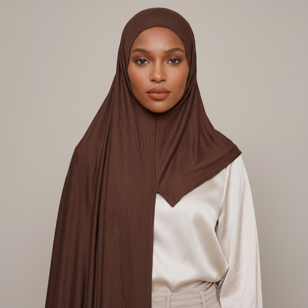 Instant Jersey Hijab - Brown