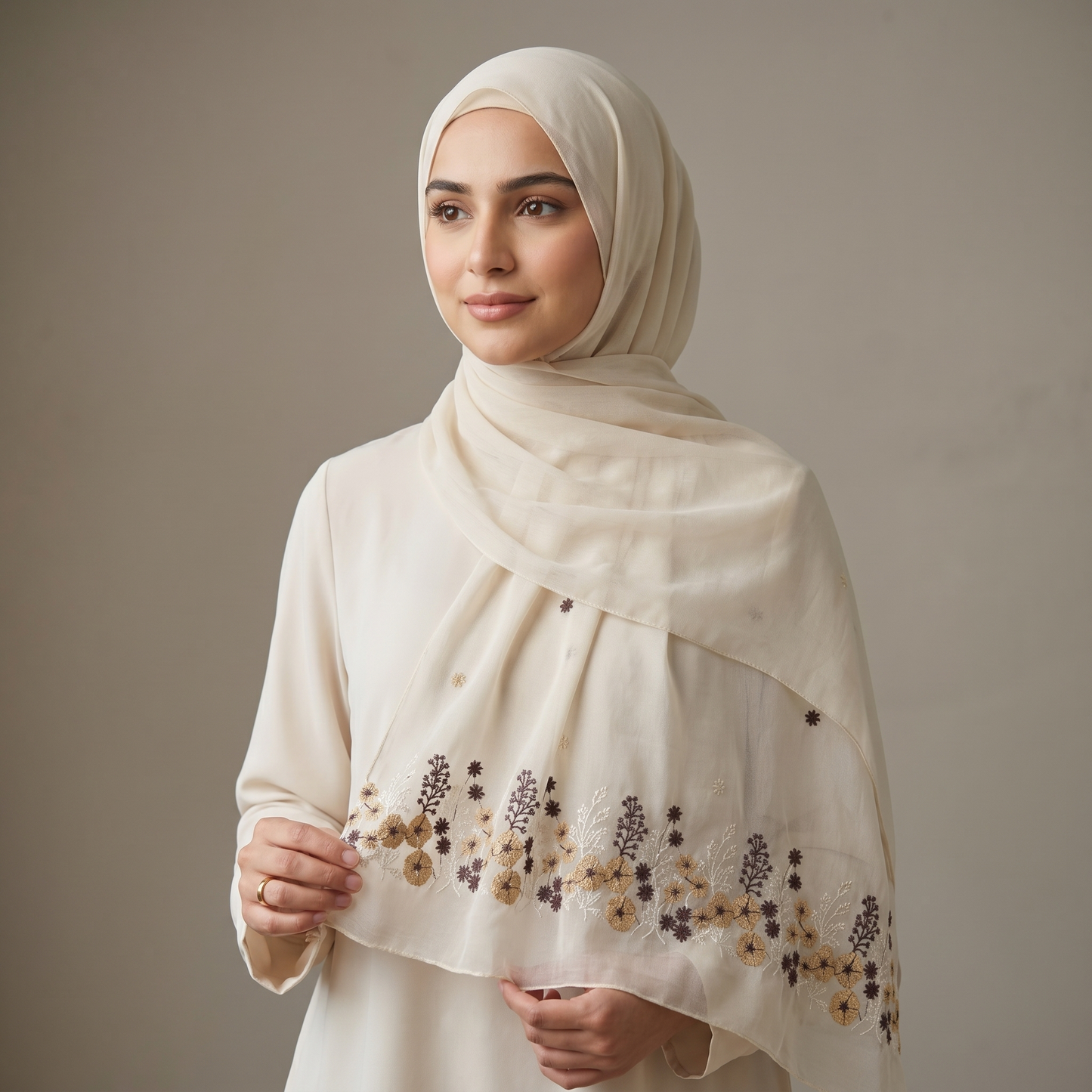 Ivory Meadow Voile Hijab